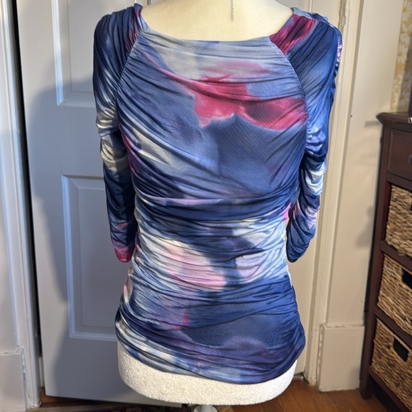 Pretty Etro Blue and Pink Double Layered Ruched Top - Picture 2 of 10